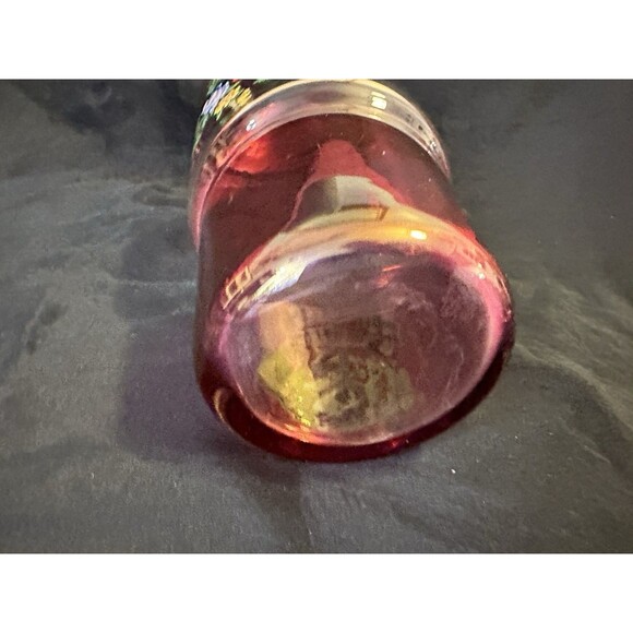 VNTG Ruby Flash Hand-Cut Glass Decanter with Floral Design —Bleikristall Crystal - Picture 10 of 12